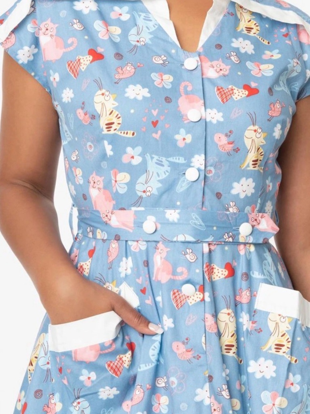 Unique Vintage Hedda Cat Print Swing Dress - Picture 2 of 8